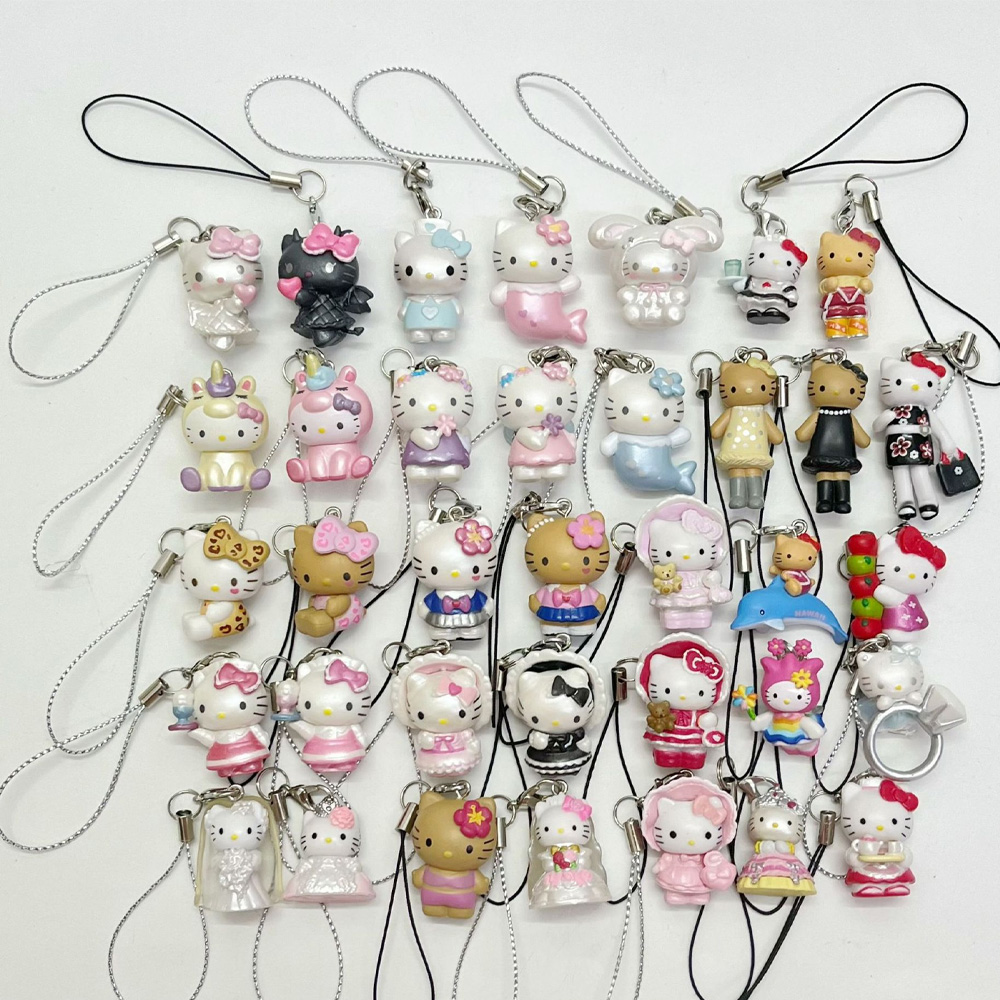 Phone Accessories Charms - Niedlicher 3D-Hello-Kitty-Handy-Anhänger, Schlüsselanhänger, Kawaii-Hochzeits-Leopardenmuster, KT-Katzen-Anhänger, Taschenanhänger,