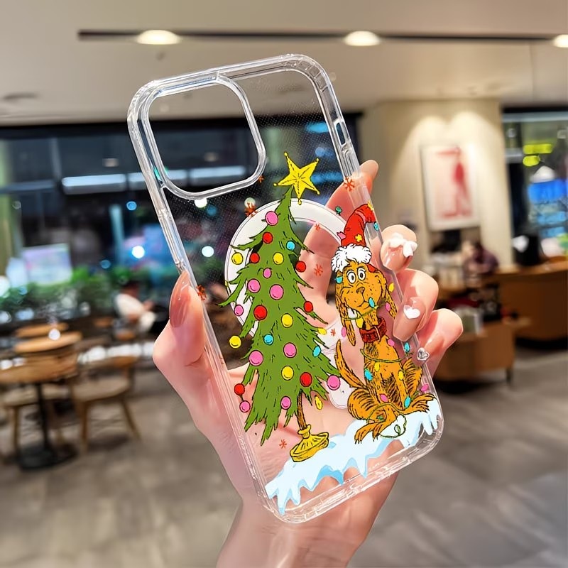 Apple Iphone 15 - Transparente Handyhülle mit Welpen-Weihnachtsthema für iPhone